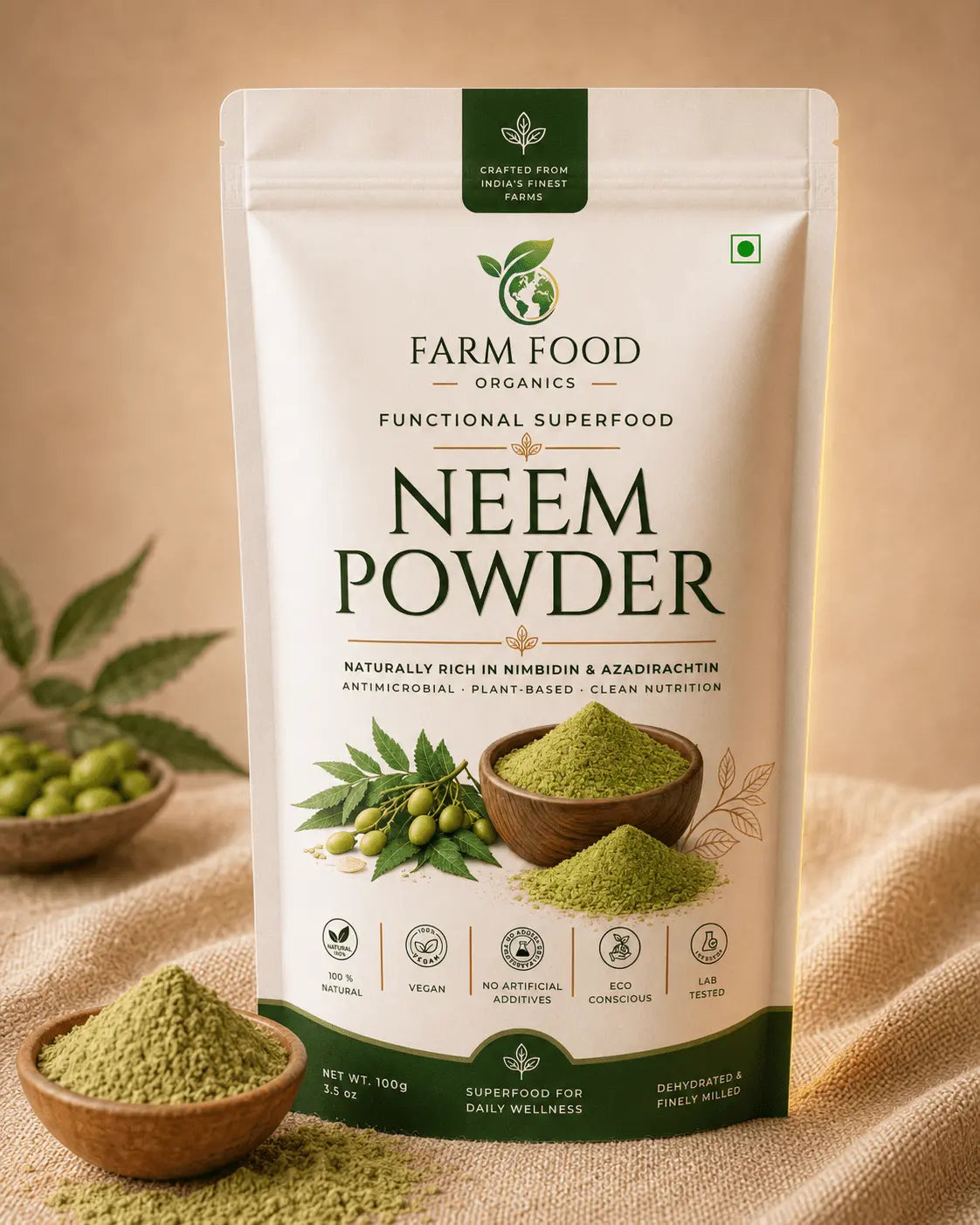 Organic neem powder bulk wholesale India - Farm Food Organics