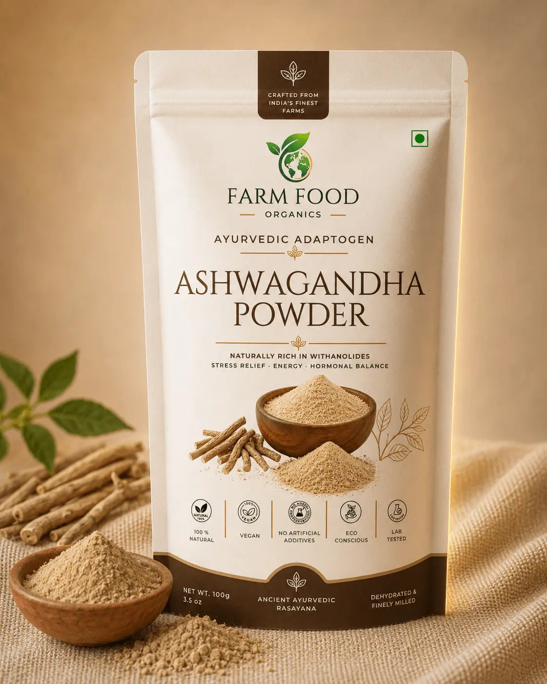 Organic ashwagandha powder bulk wholesale India - Farm Food Organics