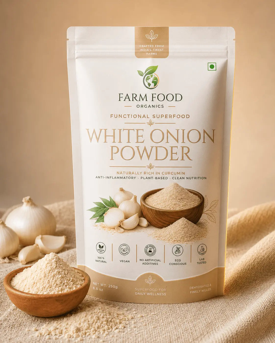 Organic white onion powder bulk wholesale India - Farm Food Organics